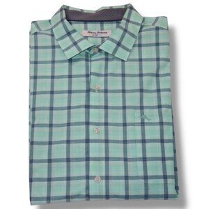 Tommy Bahama Mens Plaid Sport Shirt Green Blue XXL